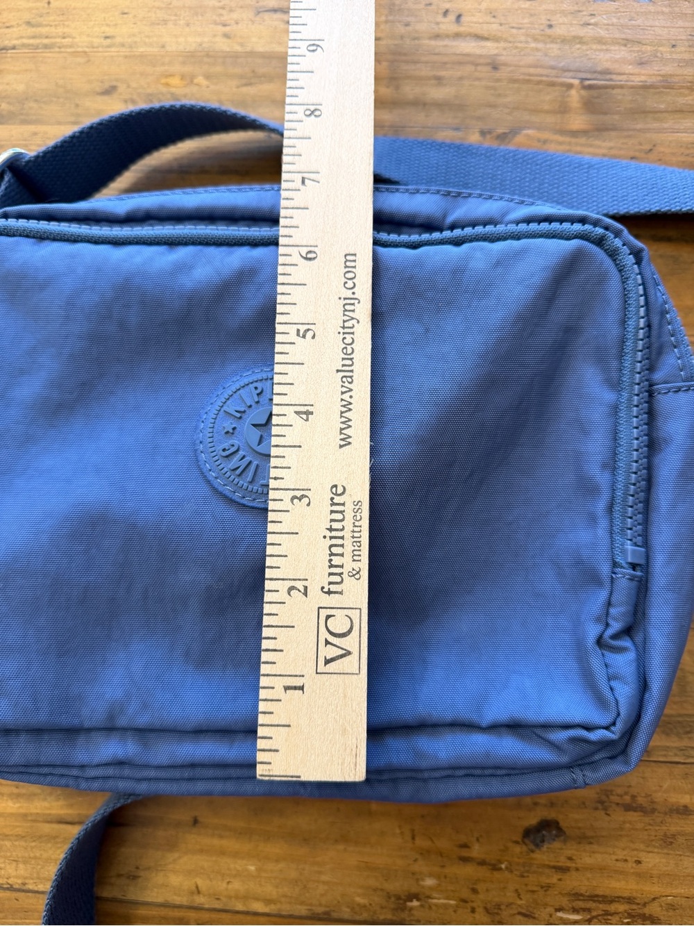 Kipling Slate Blue Crossbody Bag with Monkey Charm Like New - Picture 9 of 9